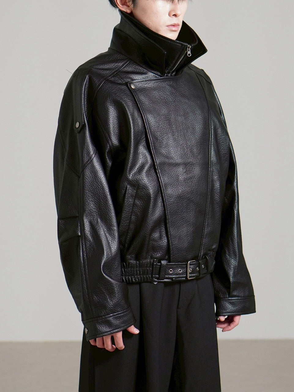 受注制【Chikashitsu +】high neck non-leather bomber jacket