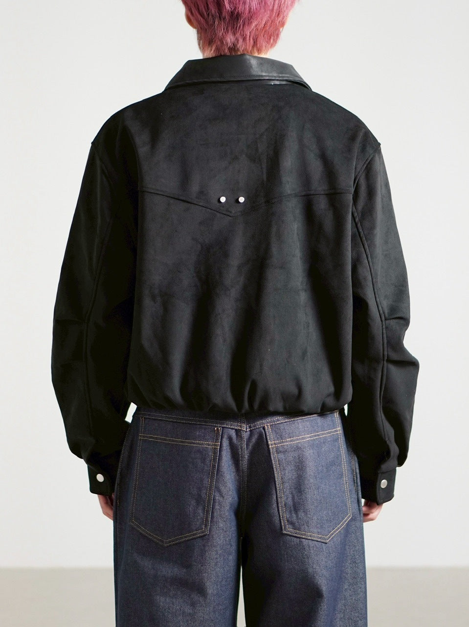 【Chikashitsu +】suede contrast collar jacket / 【チカシツプラス】スエードコントラストカラージャケット (2color)