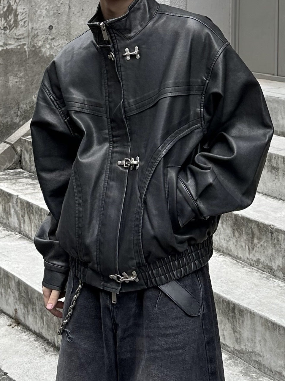 大阪店WEB限定受注制【Chikashitsu +】overfit fireman leather jacket / 【チカシツプラス】オーバーフィットファイアマンレザージャケット (2color)