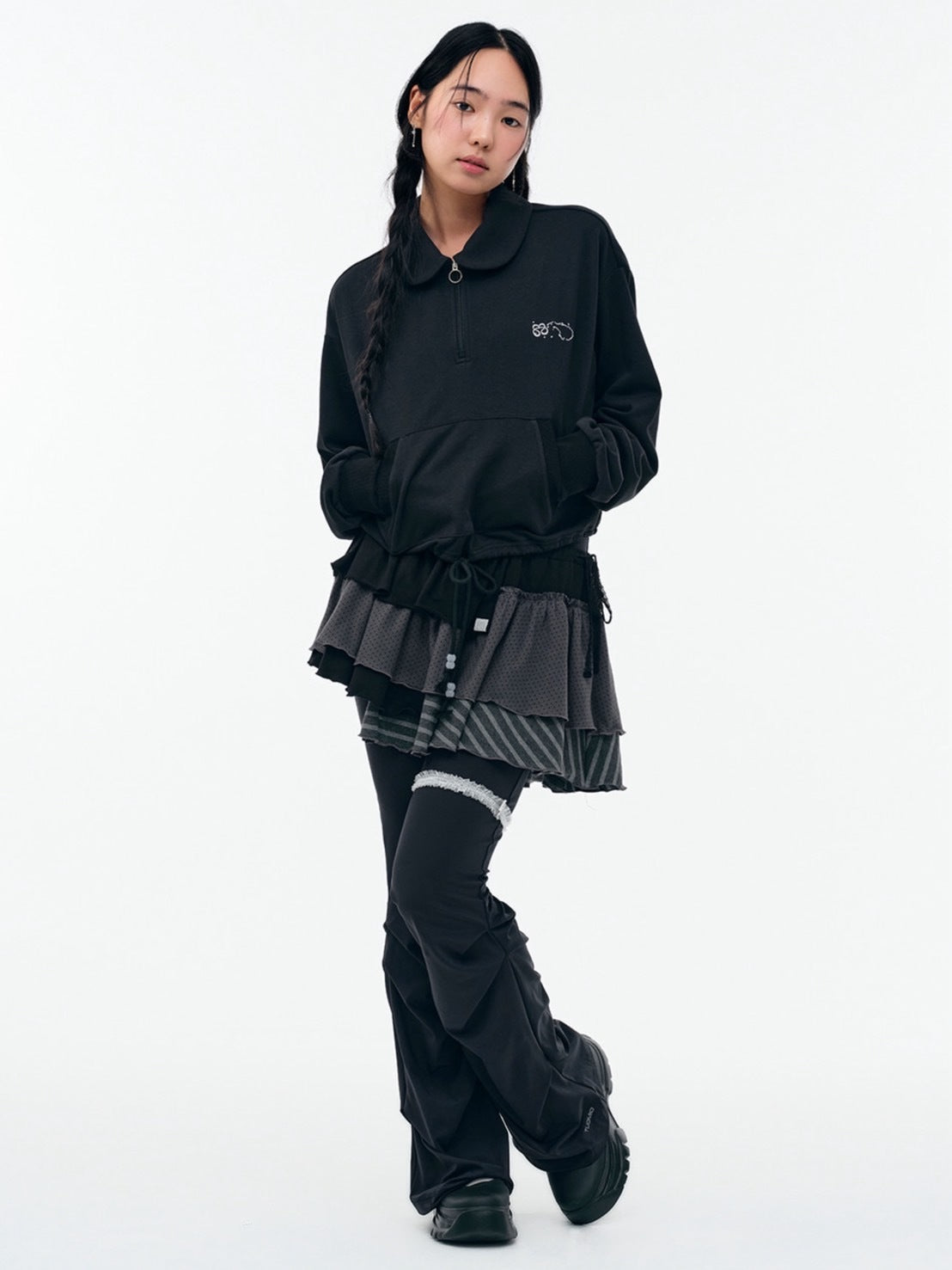 【TUOMIO】BANDED LAYERED SKIRT / 【トゥオミオ】バンディッドレイヤードスカート