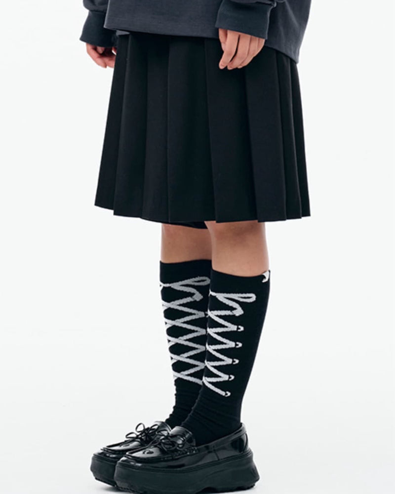 【TUOMIO】RIBBON GRAPHIC KNEE SOCKS / 【トゥオミオ】リボングラフィックニーソックス