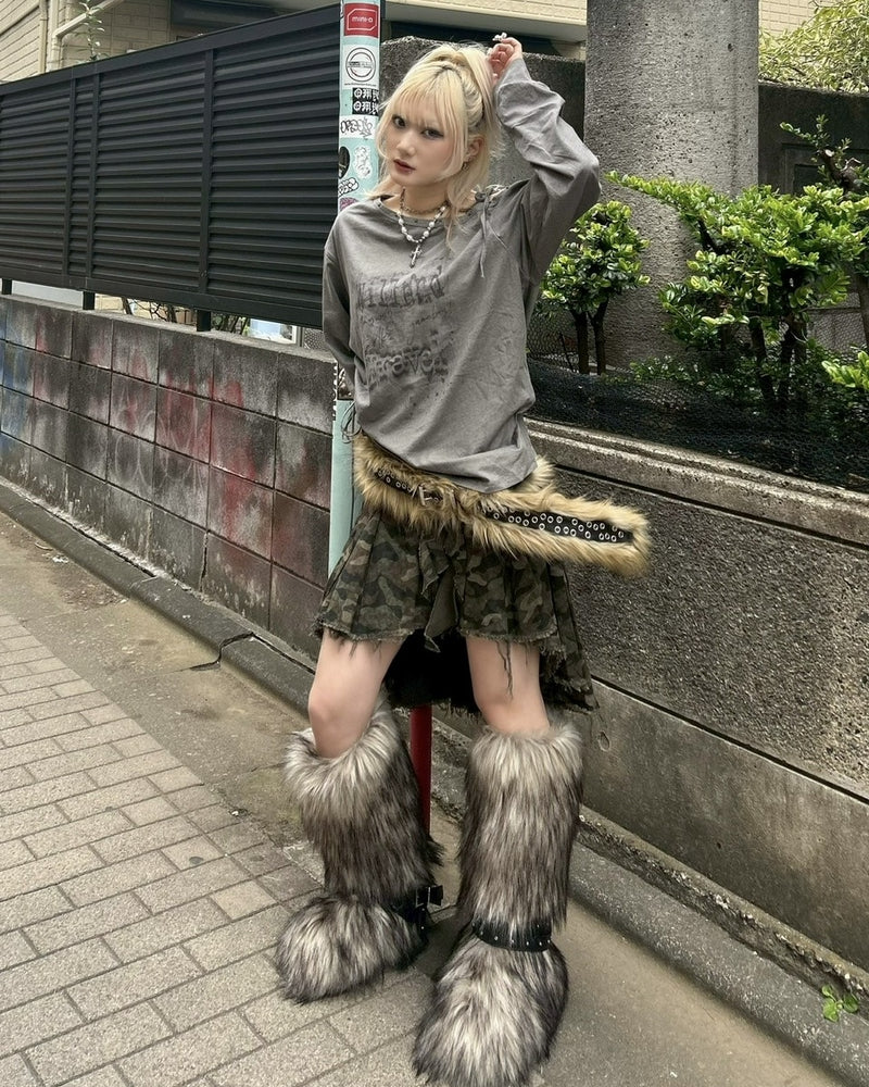 国際配送【Never mind the XU】belt fur boots /【エックスユードッグ】ベルトファーブーツ(2color)