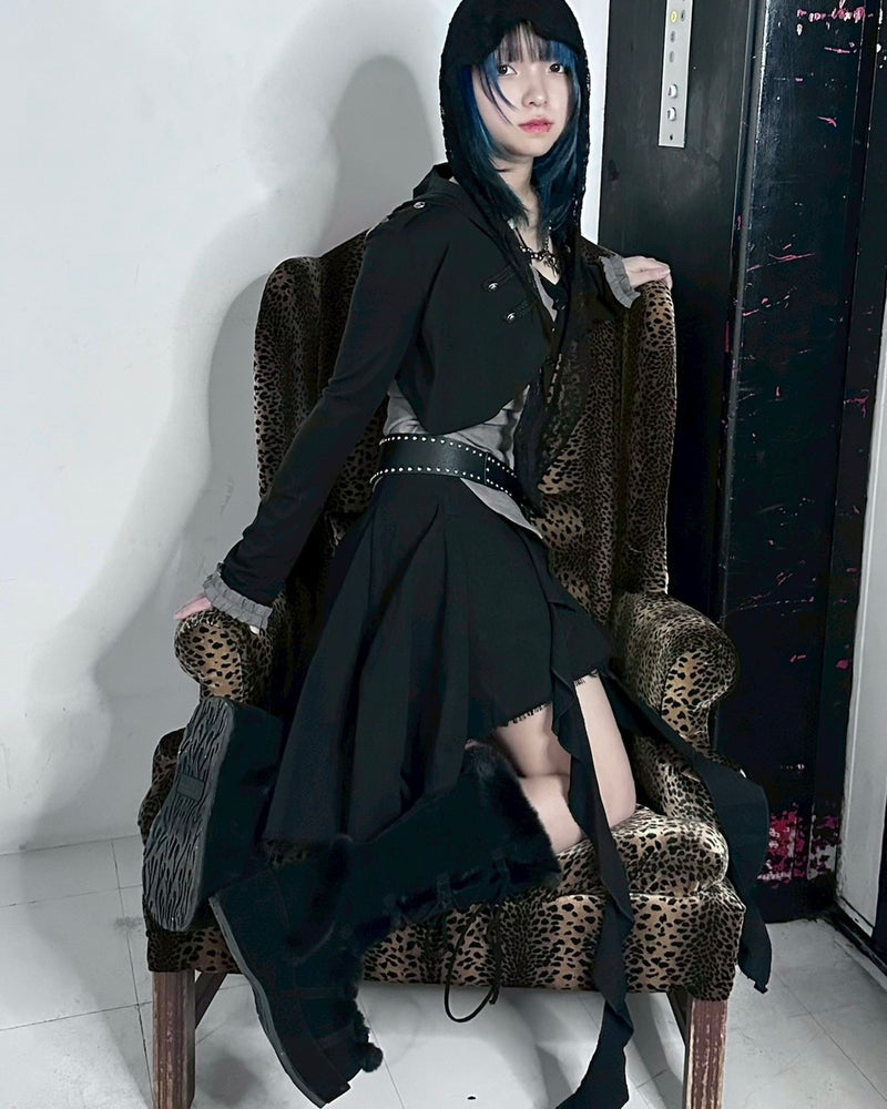 ブラウン、ブラック写真なし受注制【Never mind the XU】asymmetry skirt (3color)
