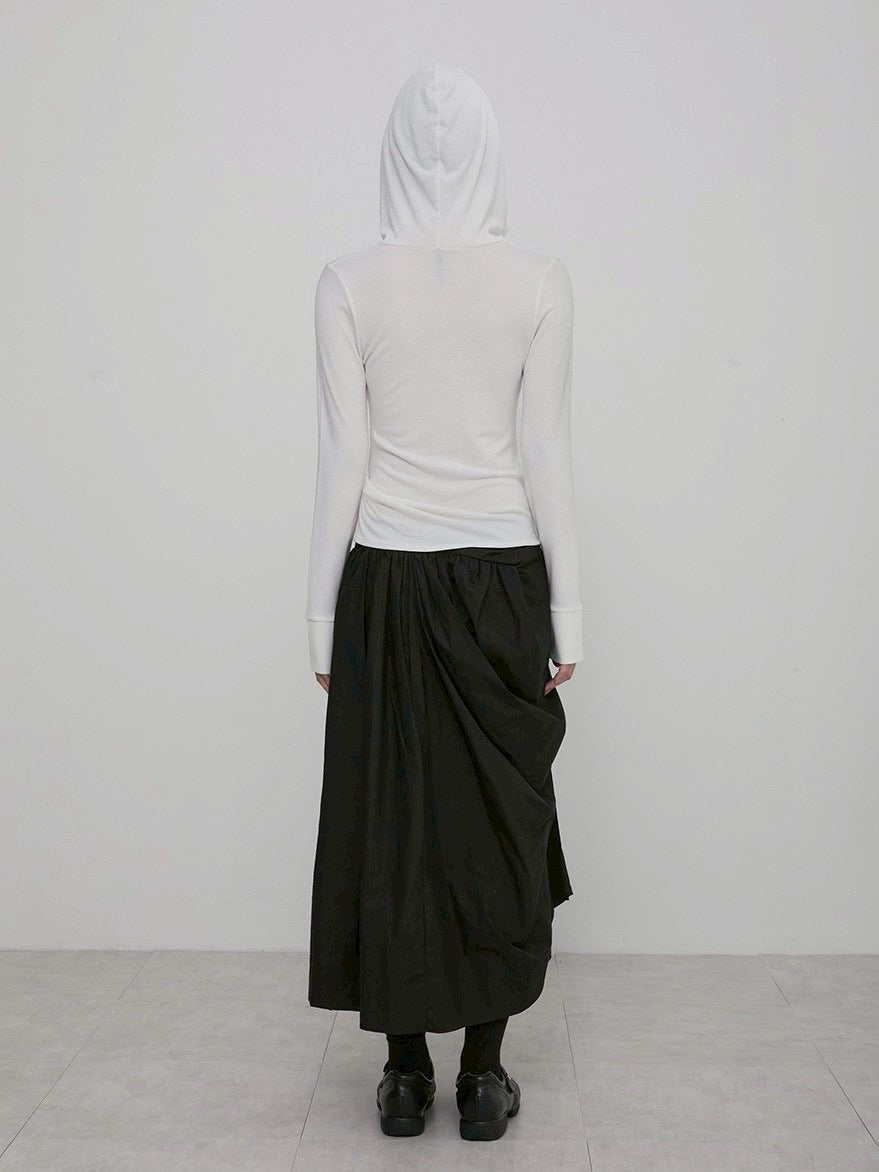 【FLAREUP】Asymmetrical Draped Hoodie / 【フレアアップ】アシンメトリードレープフードロングTシャツ