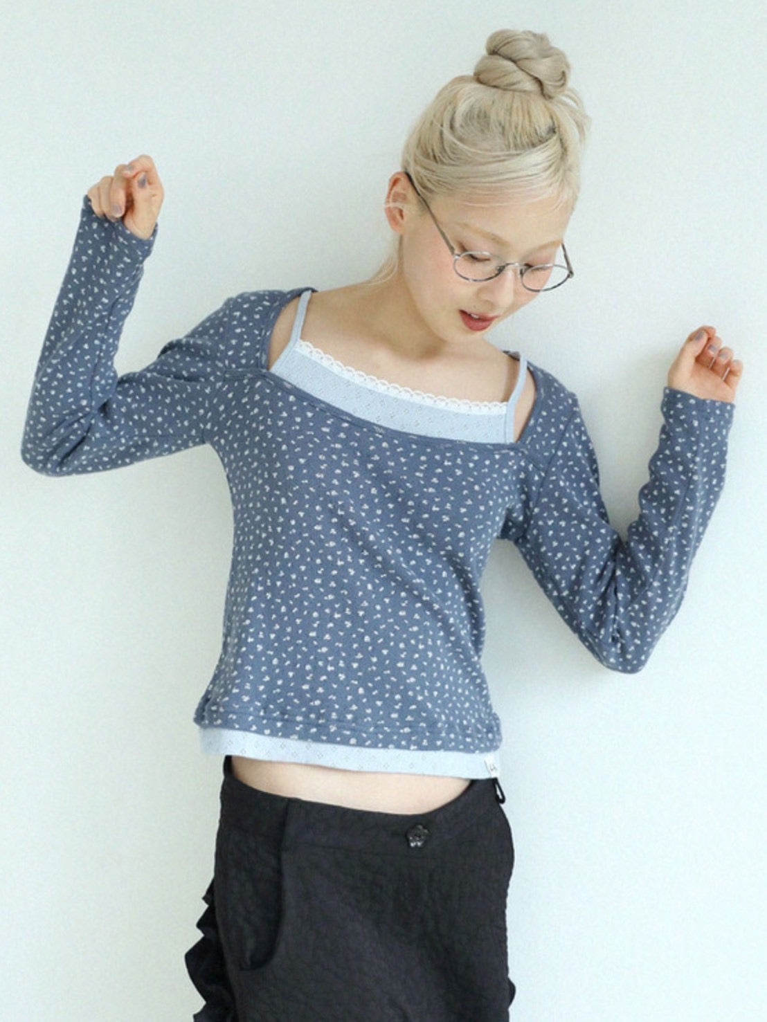 12/21 20:00 再販【Uglyshadow】FLOWER LAYERED T-SHIRT