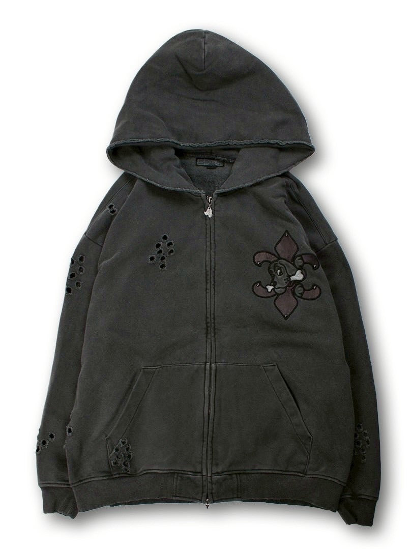 【GALFY】ぼろぼろロゴ百合の紋パーカー