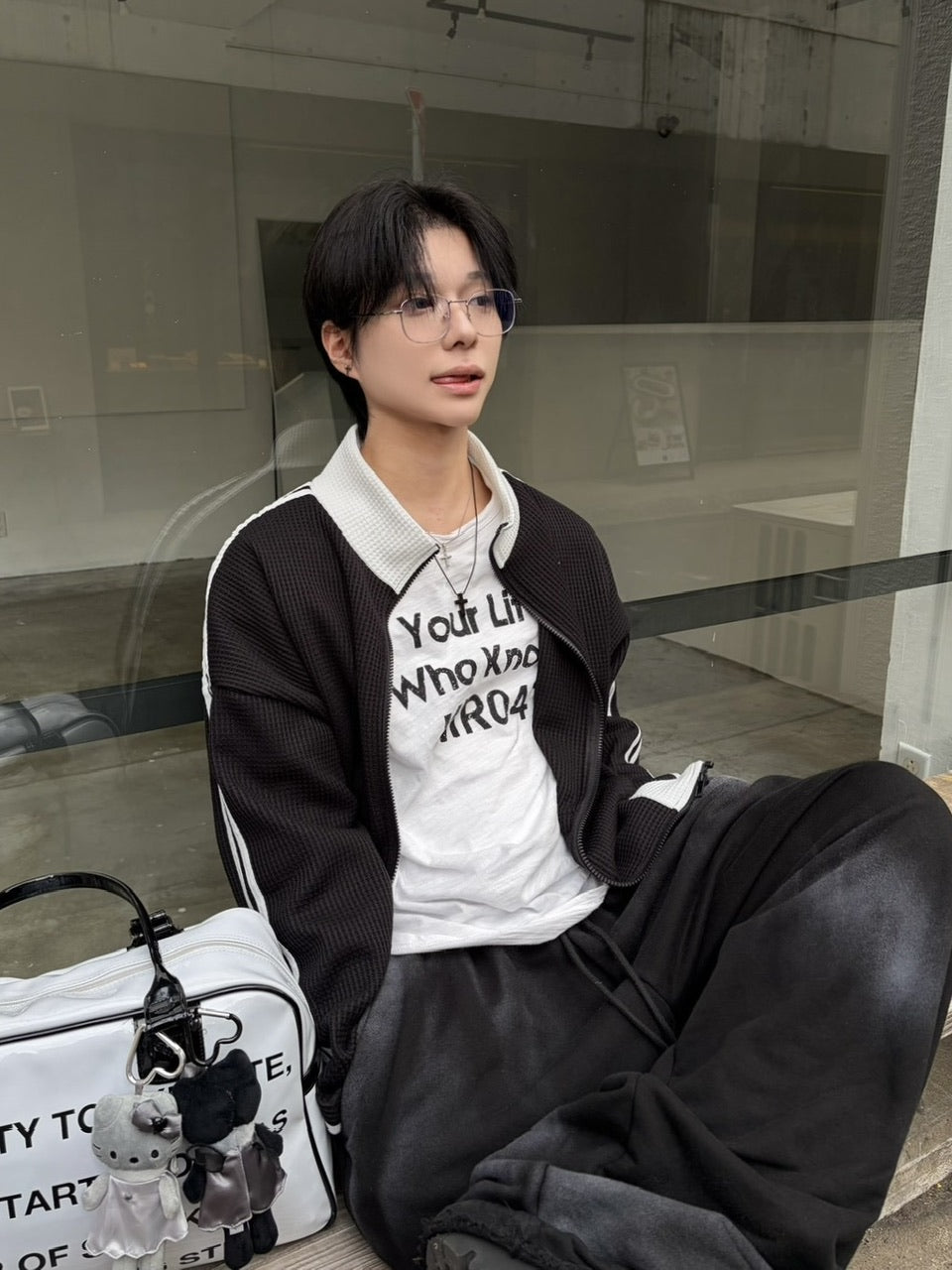 受注制【LUV CODE】raschel knit track jacket (2color)