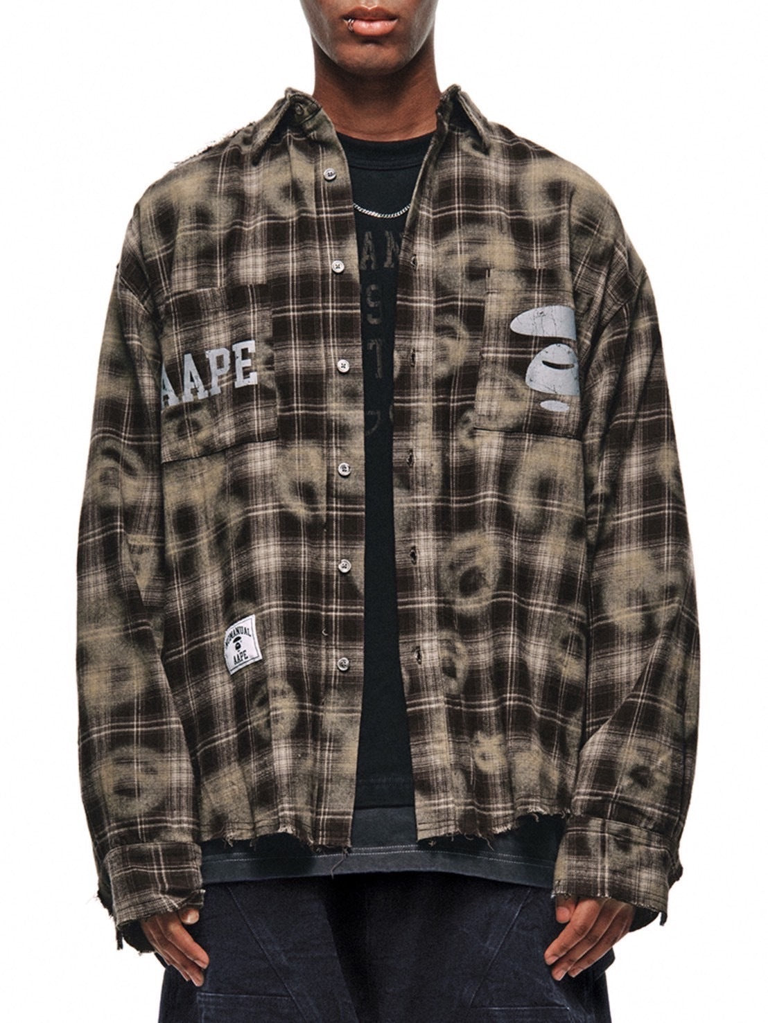 【AAPE X NOMANUAL】AAPE X NOMANUAL SPRAYED SYMBOL CHECK SHIRT
