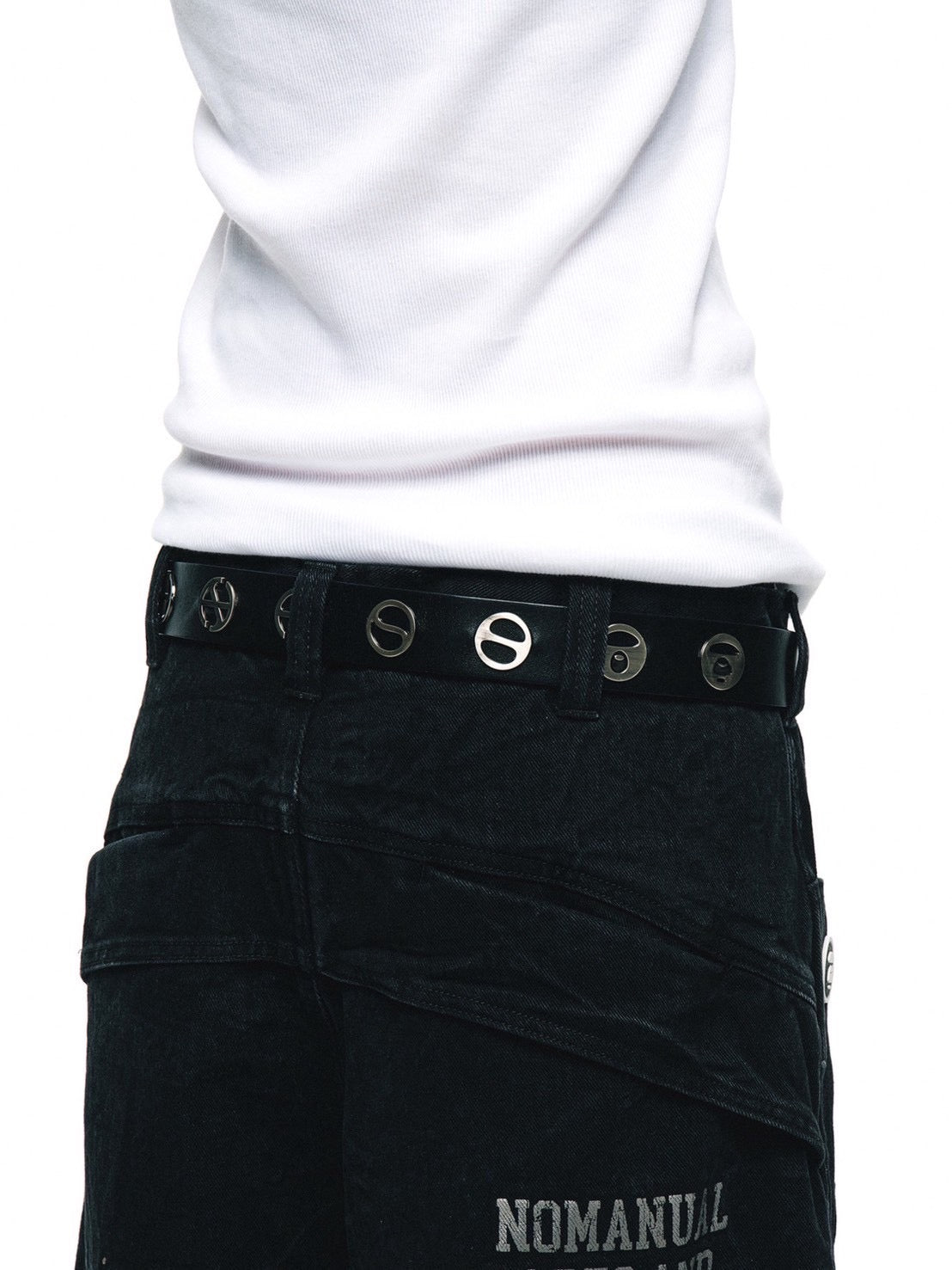 【AAPE X NOMANUAL】AAPE X NOMANUAL PAINTED DOUBLE KNEE DENIM PANTS