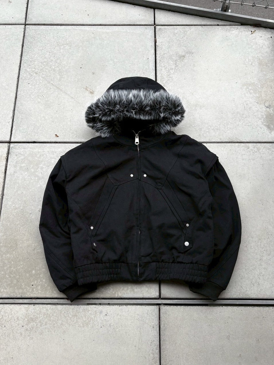 【youll】cropped fur hooded blouson