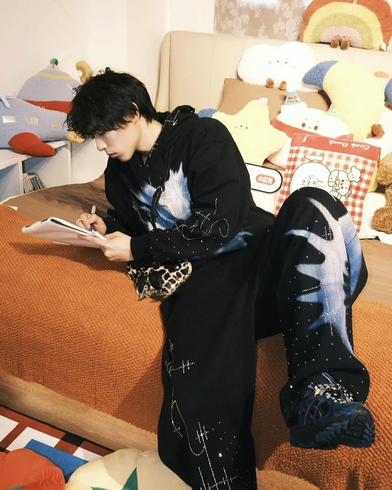 【DND4DES】Saint-M?・re De R?・ches Double-Waist Sweatpants /【ディーエヌディーフォーデス】ダブルウエストラインストーンスウェットパンツ