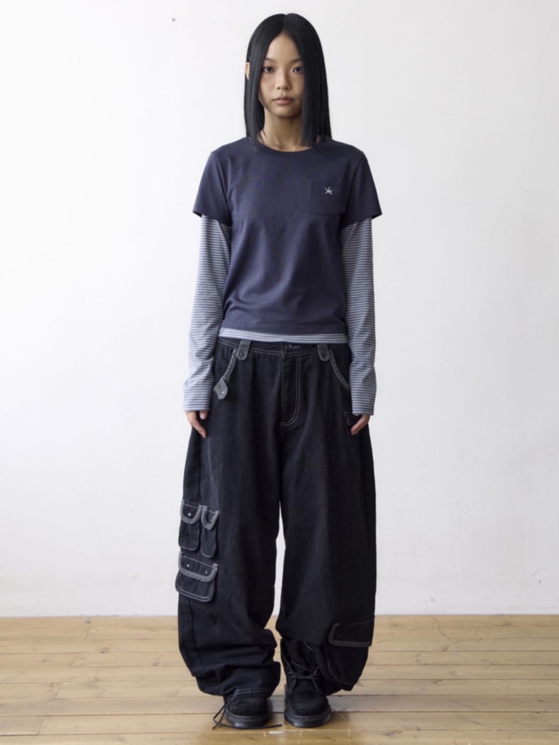 【THECOLDESTMOMENT】TCM stripe layered long sleeve