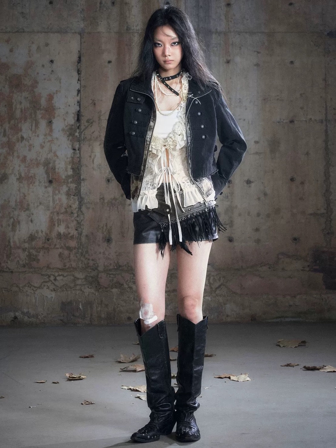 【Cest Nous】Baroque Jacket / 【セヌー】ハイネックバロックジップアップデニムジャケット