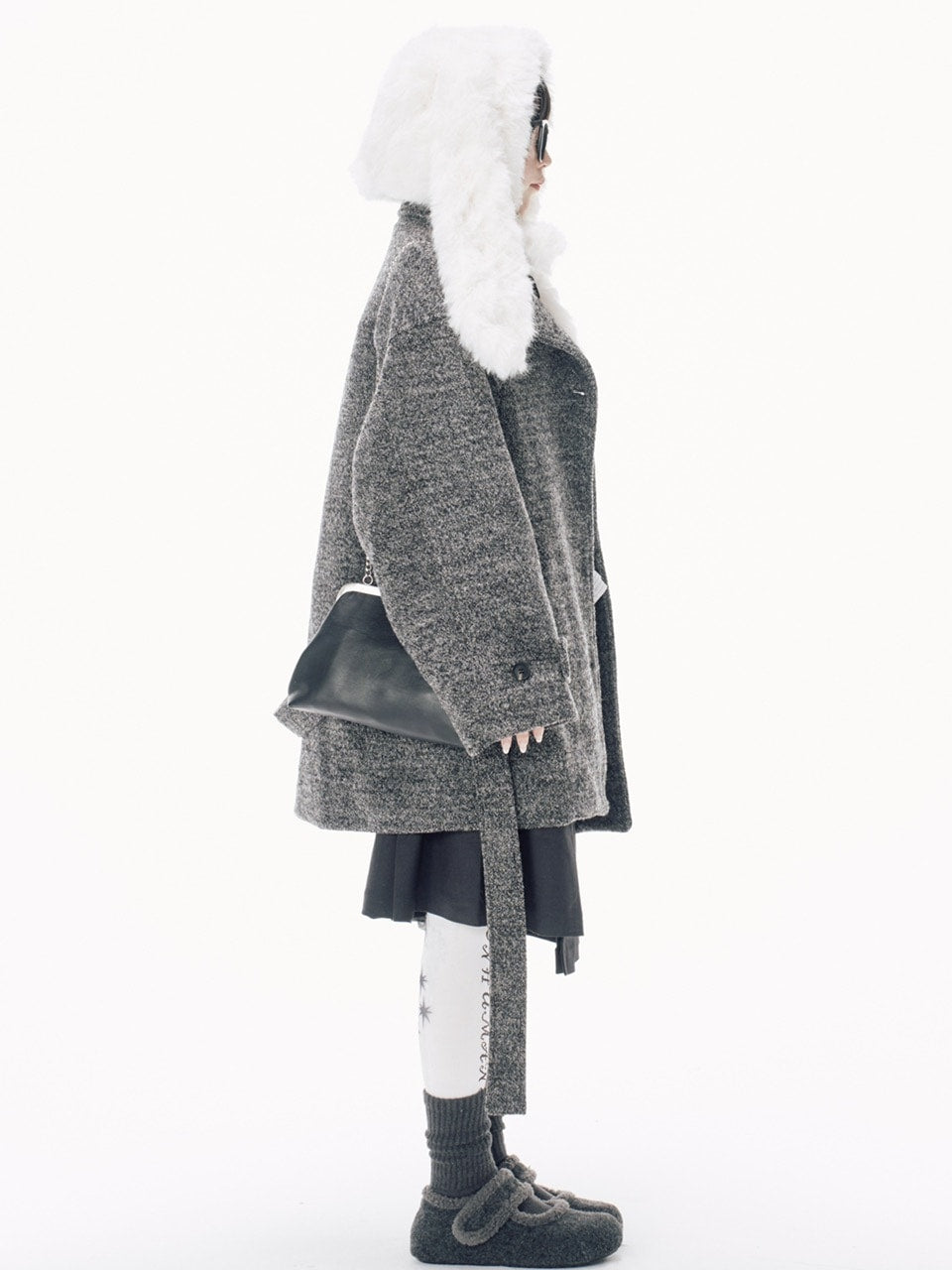 国際配送【Nerd out XU】fur mary jane flat shoes / 【ナードアウトエックスユー】ファーメリージェーンフラットシューズ (3color)