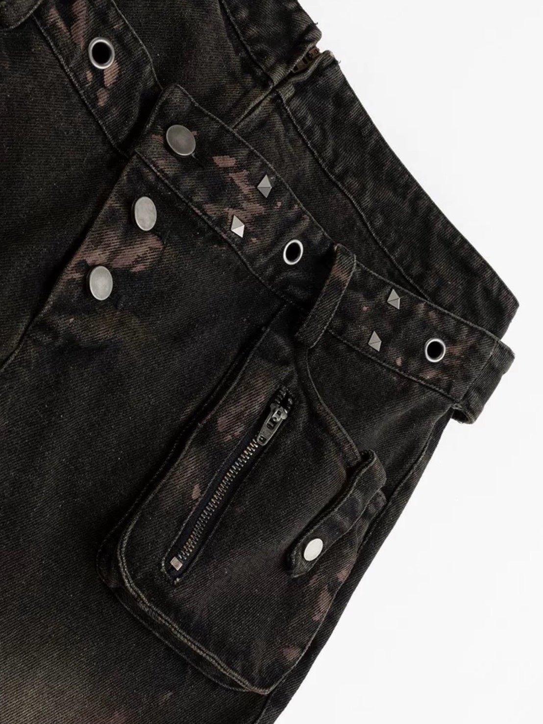 【Cest Nous】Dirty Wash Double Waist Jeans / 【セヌー】ダーティーウォッシュダブルウエストデニムパンツ"