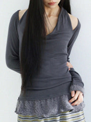 12/21 20:00 発売【Uglyshadow】SCARF FUR FRILL T-SHIRT