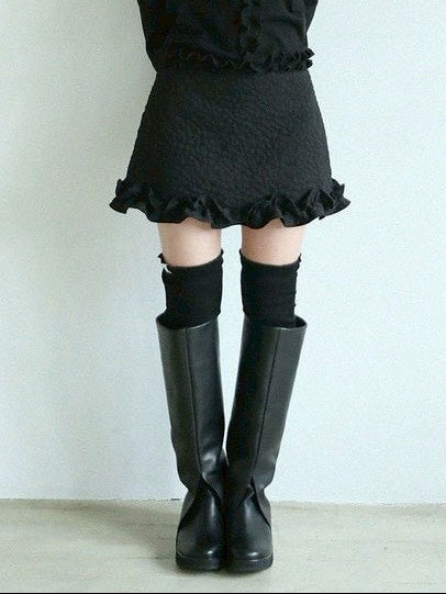 12/21 20:00 発売【Uglyshadow】FLOWER RUFFLE MINI SKIRT