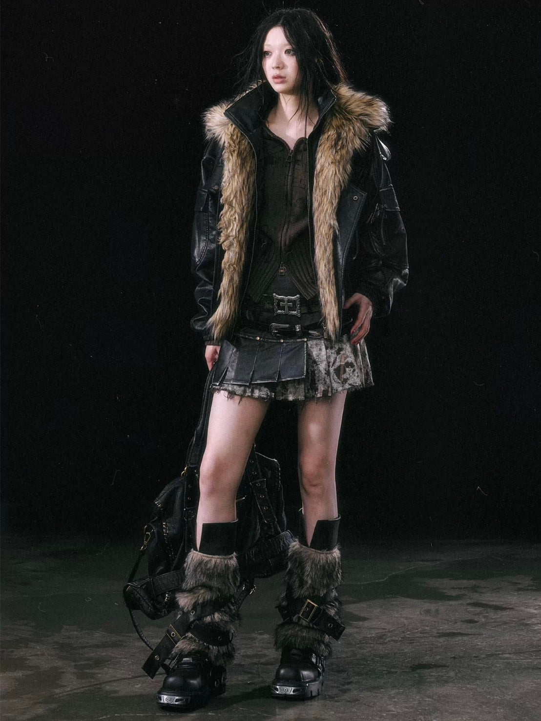 【Cest Nous】Oversize Fur collar Jacket / 【セヌー】オーバーサイズファーカラーコーティングジャケット