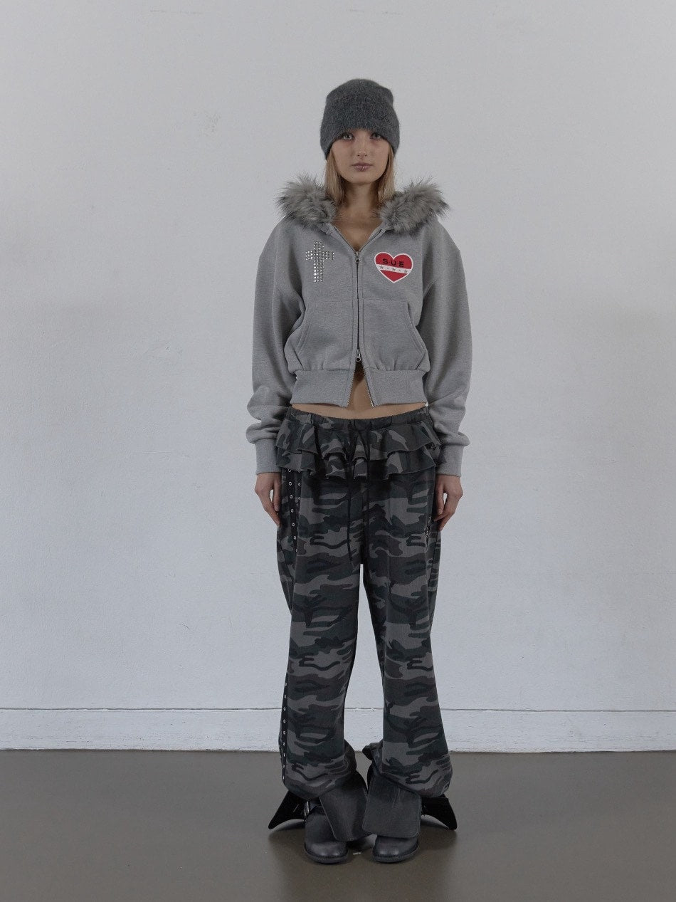 【SETUP‐EXE】FUR TRIMMING HOODED ZIP-UP / 【セットアップエグゼ】ファーフードジップアップパーカー