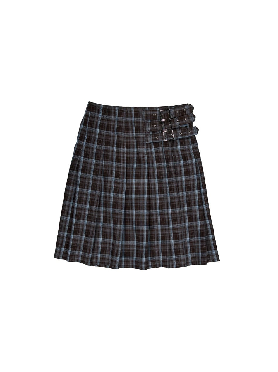 【SETUP‐EXE】CHECK BUCKLE WRAP SKIRT / 【セットアップエグゼ】ベルトチェックラップスカート
