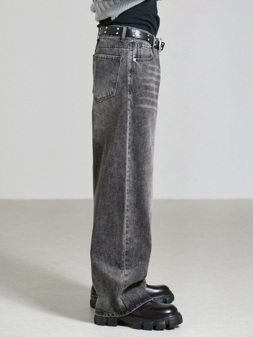 受注制【Chikashitsu +】brush wide leg denim pants (3color