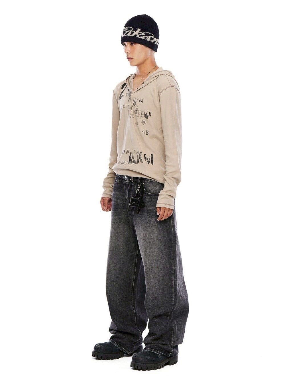 【AAKAM】Numbering Hooded Long Sleeve