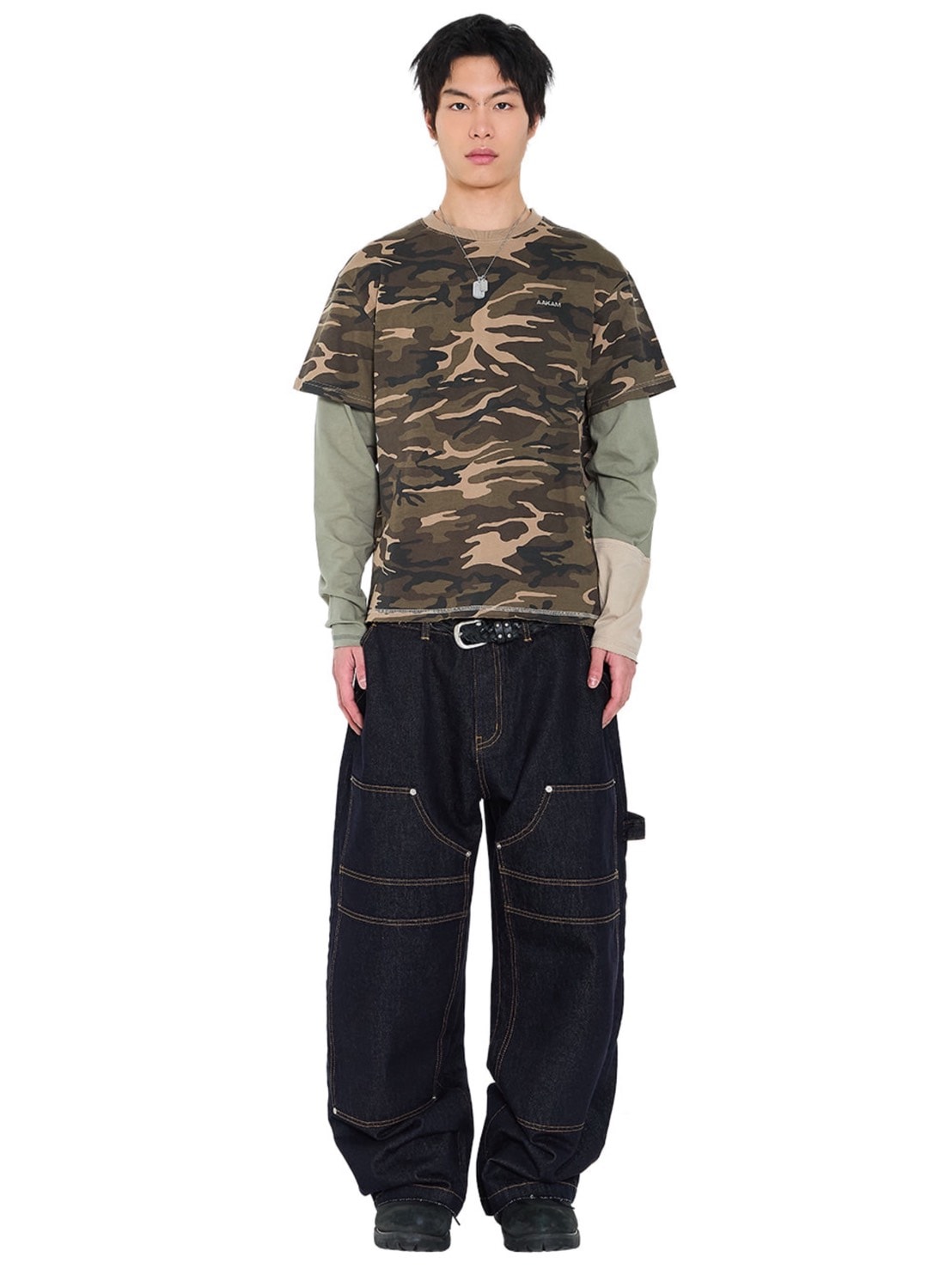 【AAKAM】Camouflage layered Long Sleeve