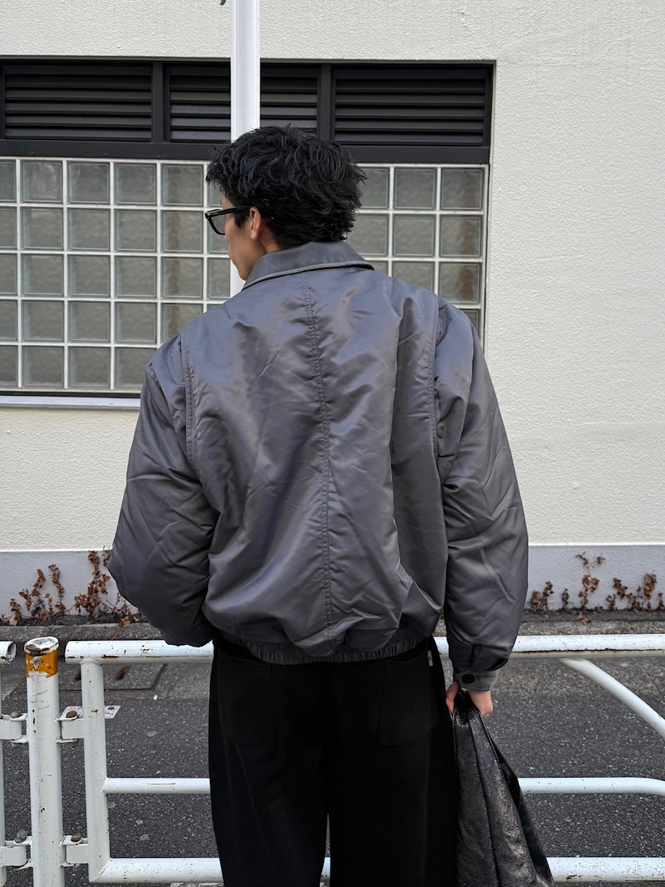 東京店WEB限定【Chikashitsu +】leather collar bomber jacket / 【チカシツプラス】レザーカラーボンバージャケット (2color)