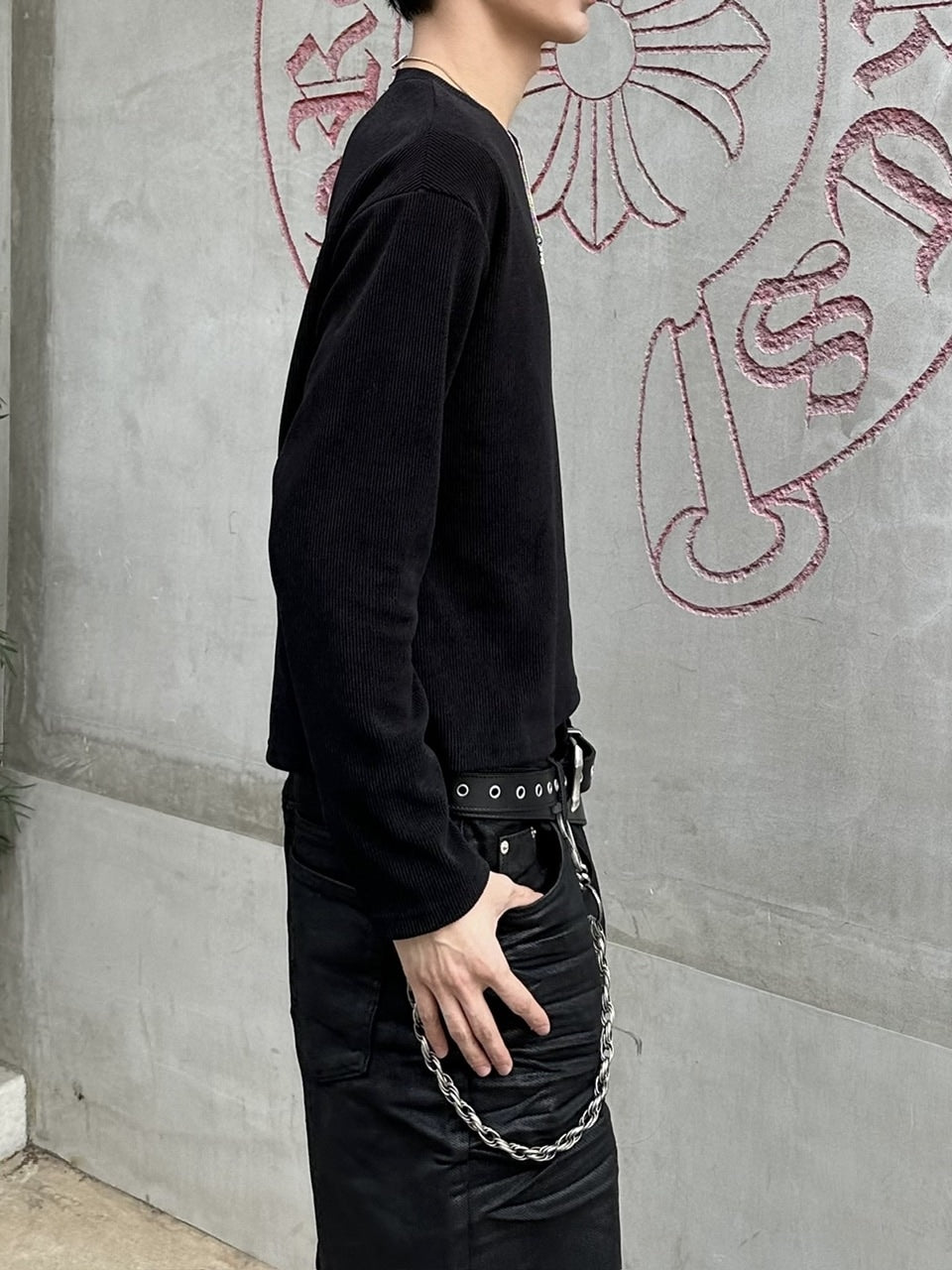 大阪店WEB限定受注制【Chikashitsu＋】cropped waffle long sleeve / 【チカシツプラス】クロップワッフルロングスリーブ (2color)