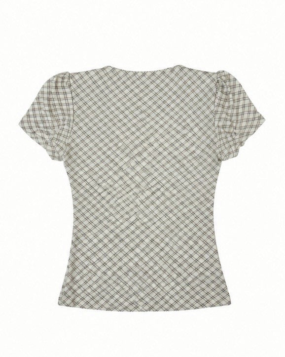 受注制【nmtc+】French Ribbon Check Top (2color)