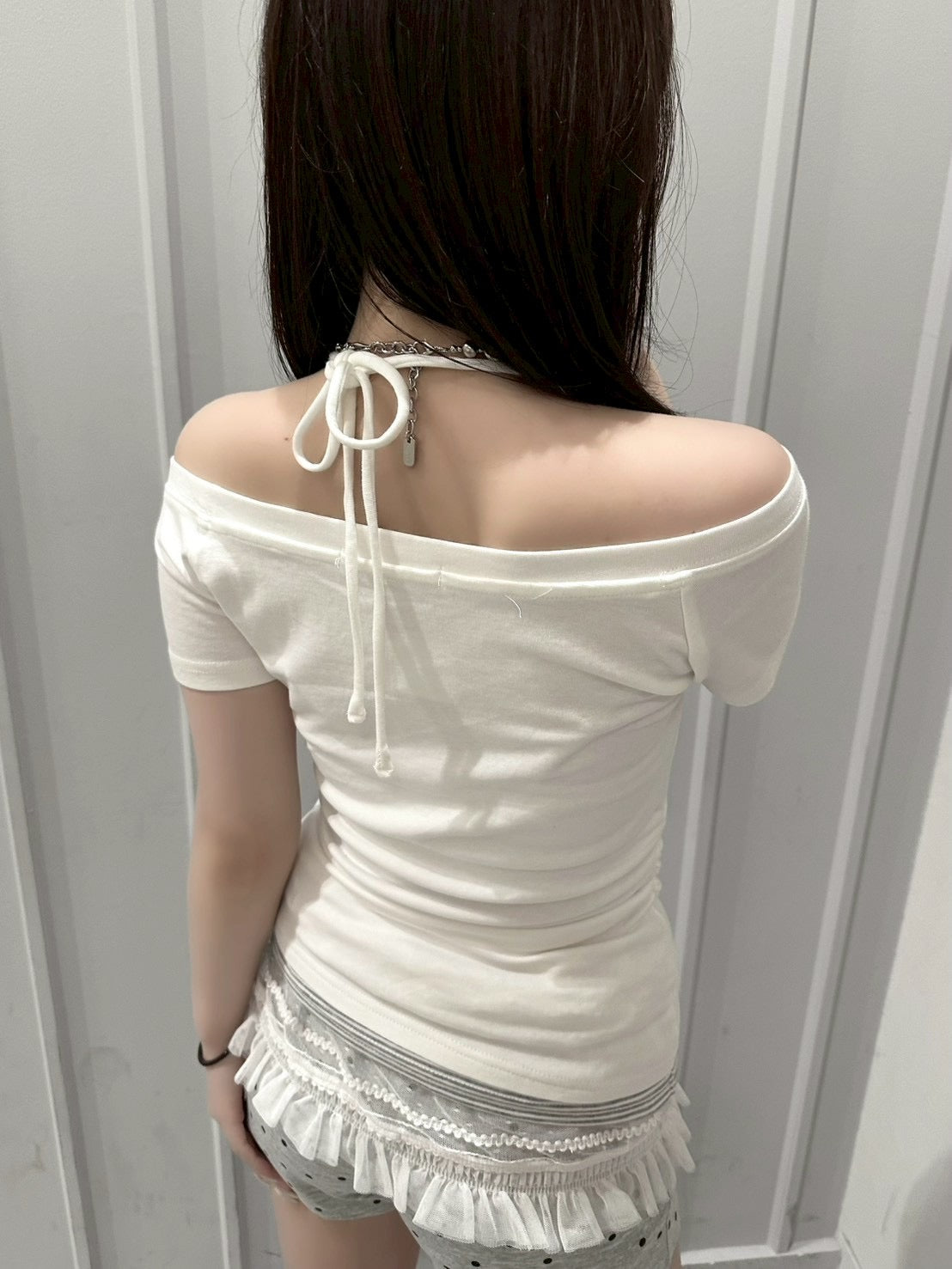 受注制【nmtc+】Anco Studded Halter Neck Tee (3color)