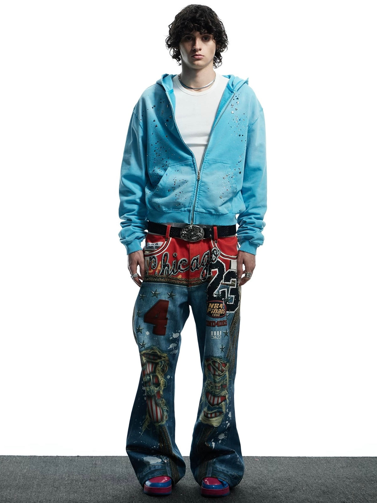 【DND4DES】Rhinestone Washed Distressed Hoodie