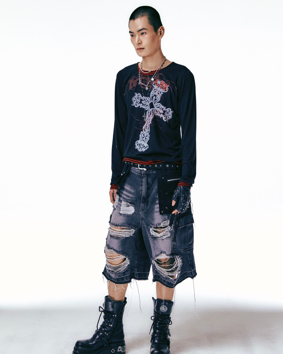 【LECYTO】Xenon Cross Stripe T-Shirt