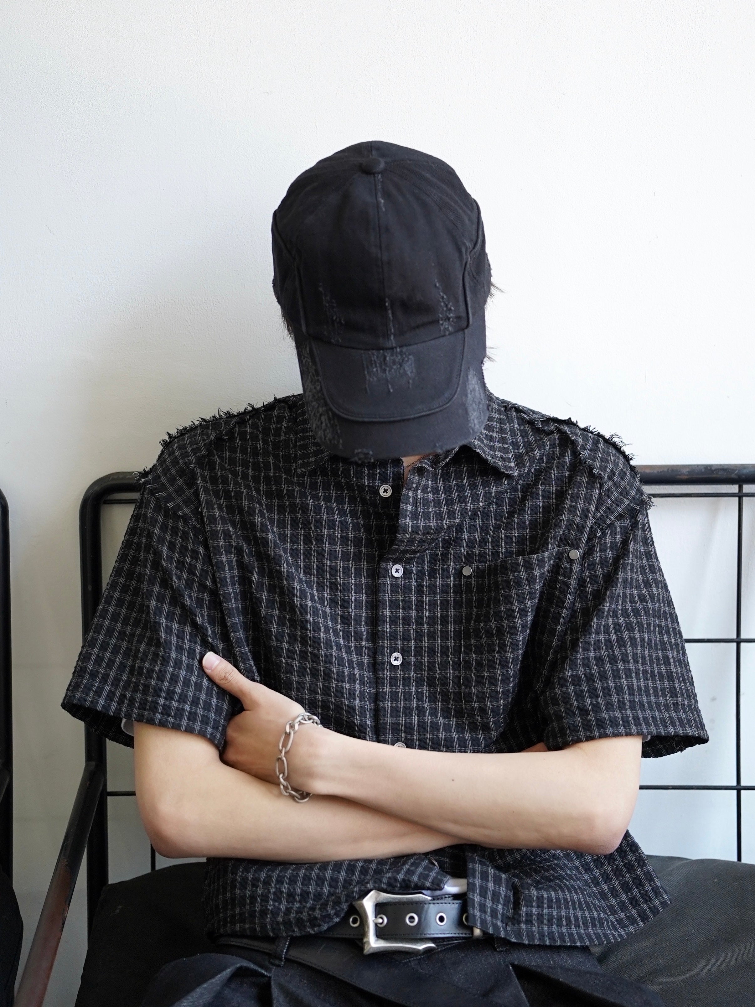 5/23 20:00発売【CHIKASHITSU PLUS HIGH】Arch washed denim cap (wash black)