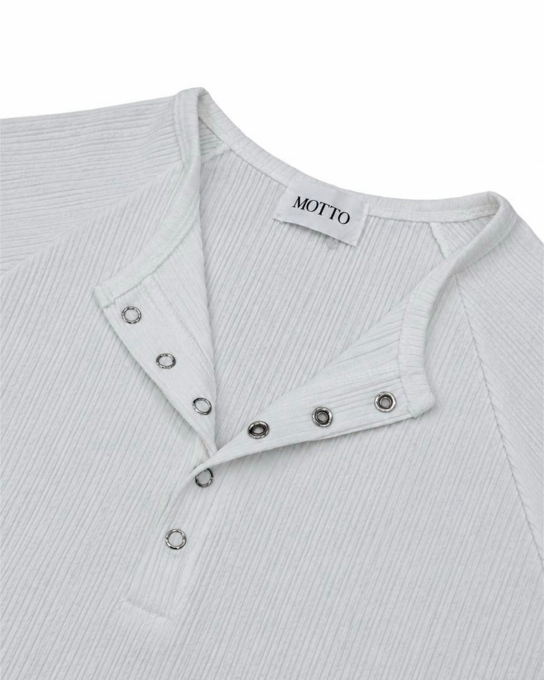 受注制【nmtc+】Snap henley neck ribbed slim top (4color)