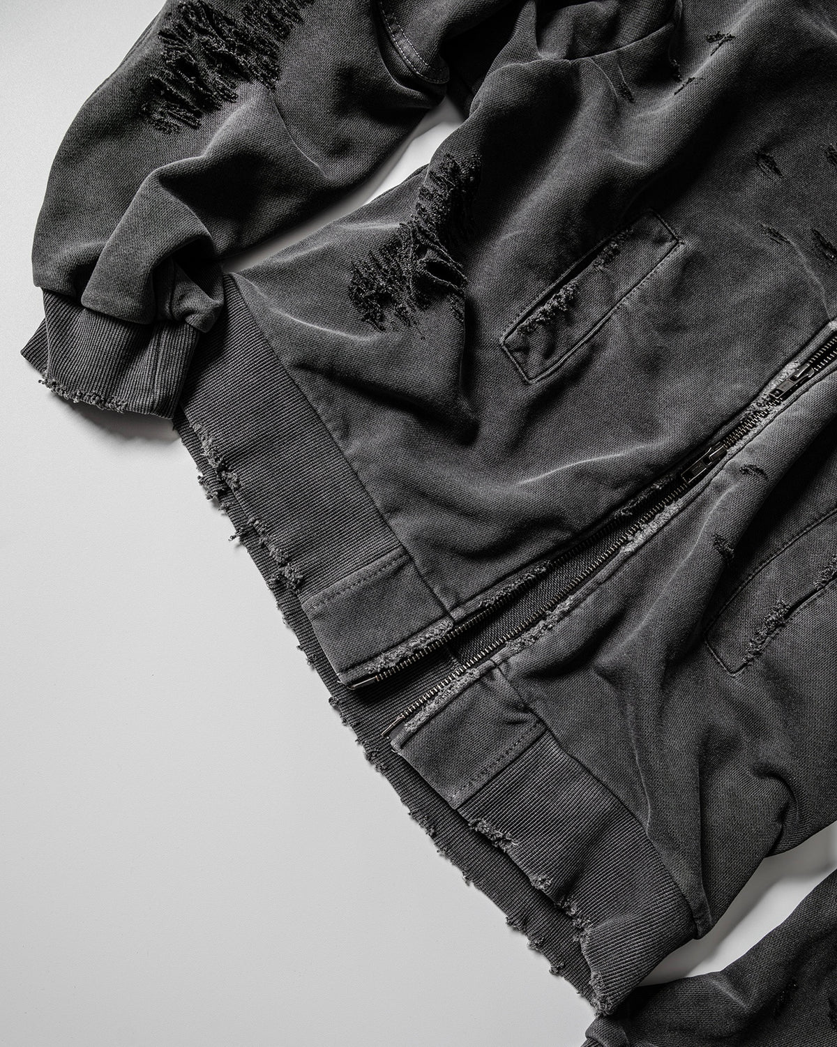 【roaringrad】Damage Crop Hoodie Jacket