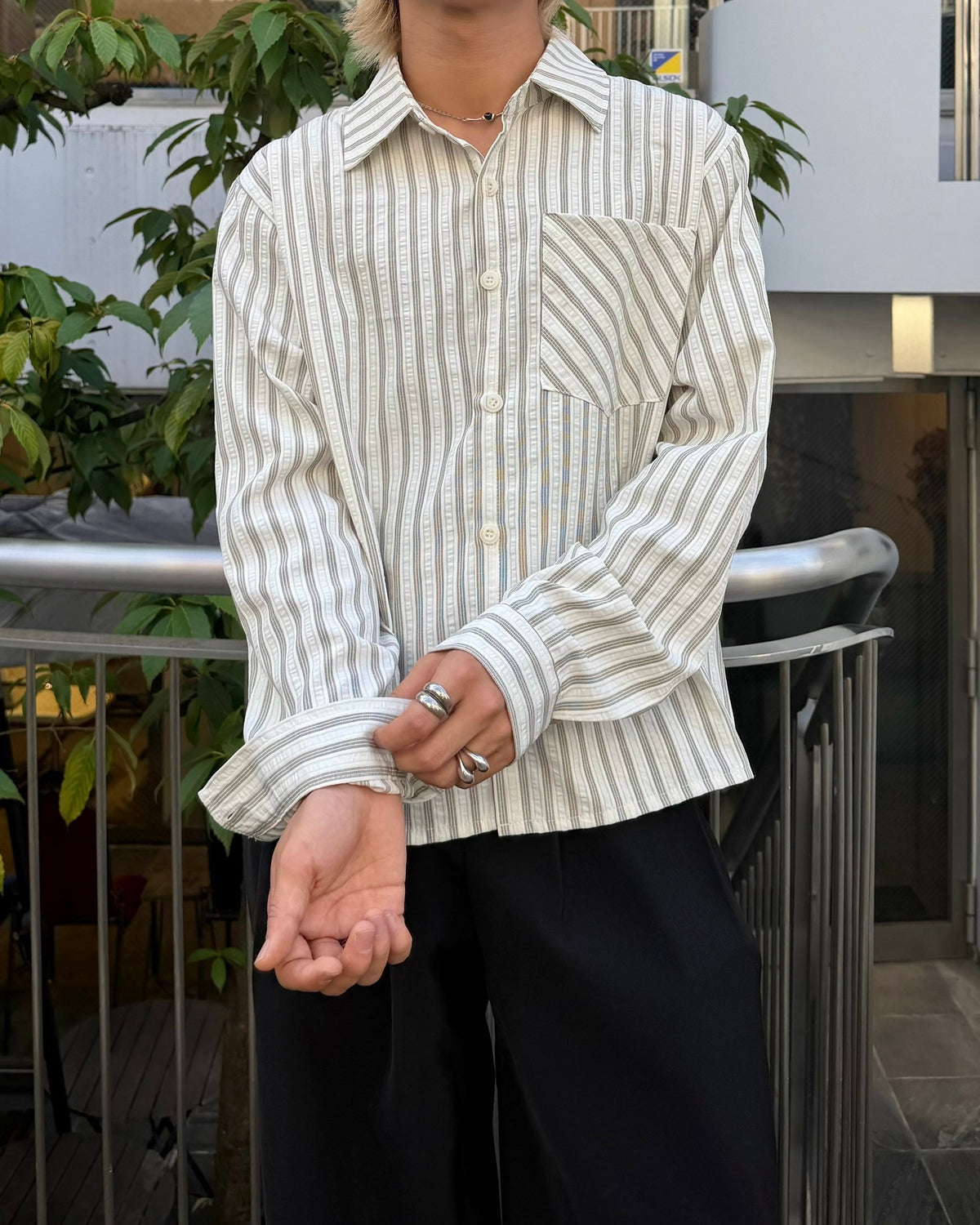 国際配送【RENOL】stripe boxy shirt