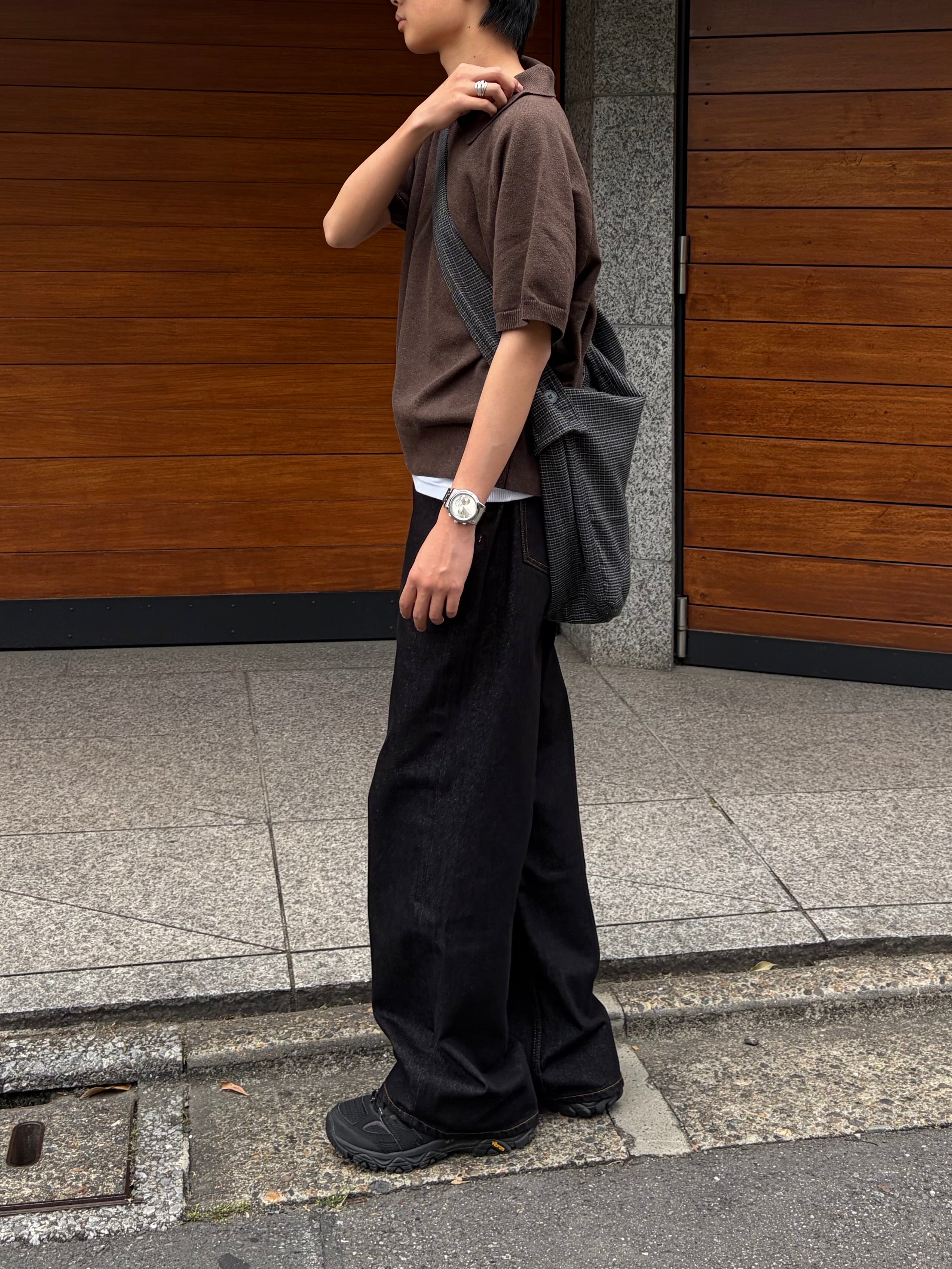 東京店WEB限定受注制【Chikashitsu +】cropped knit poloshirt (3color)