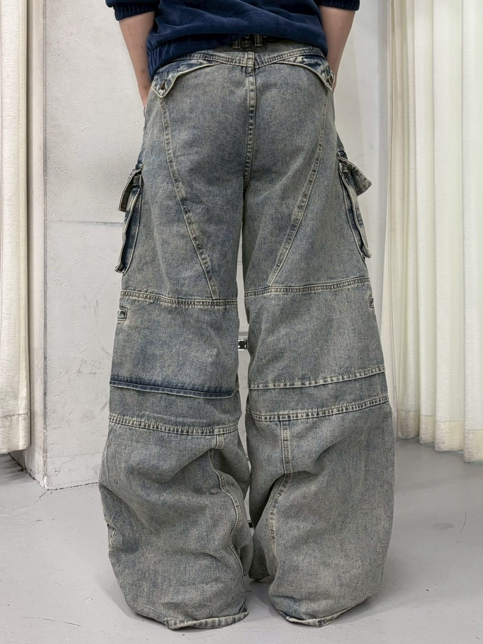 国際配送【LUV CODE】multi pocket denim cargo pants (2color)