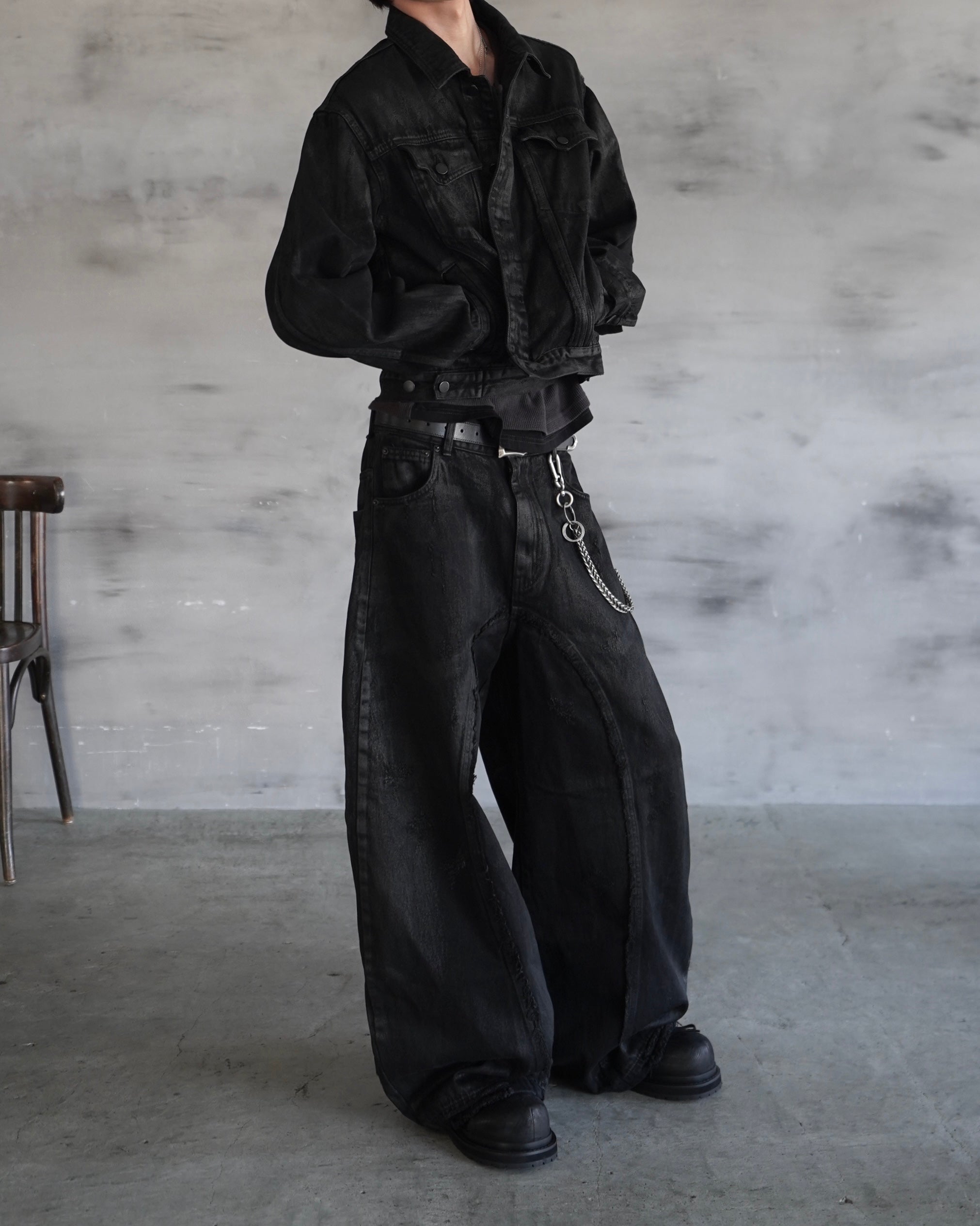 【CHIKASHITSU PLUS HIGH】Washed coating denim jacket