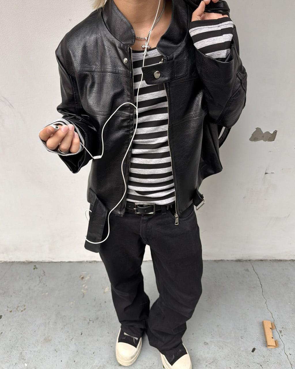 国際配送【RENOL】faux leather biker jacket
