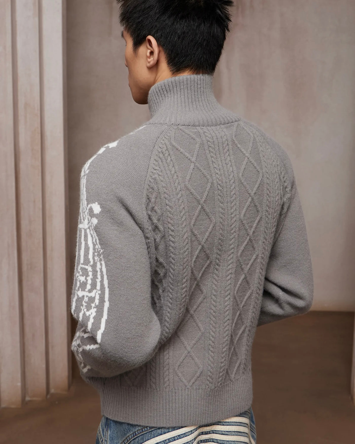 【DND4DES】Music Note Jacquard Knit Jacket