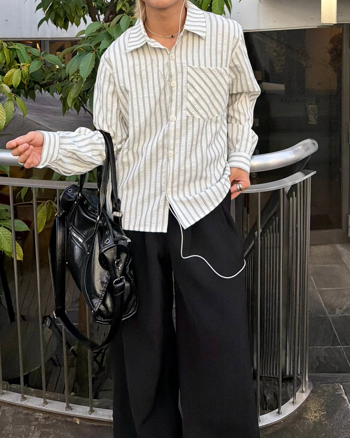 国際配送【RENOL】stripe boxy shirt