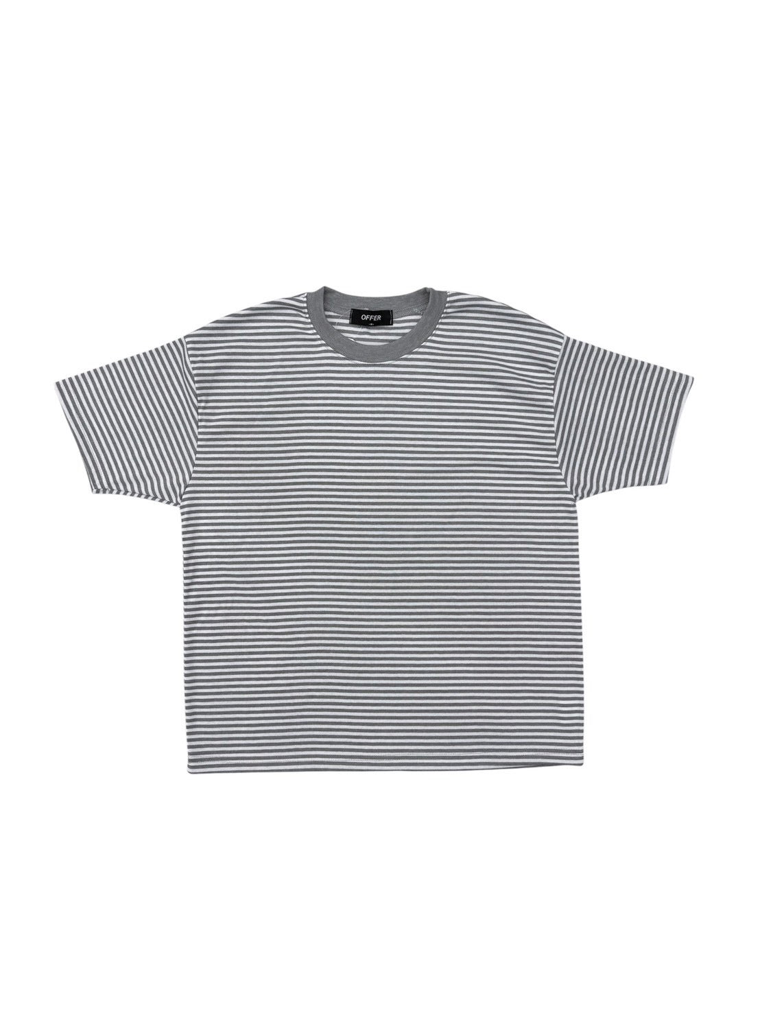 7/4 20:00発売 受注制【nmtc +】Stripe Contrast Semi Crop Tee (2color)