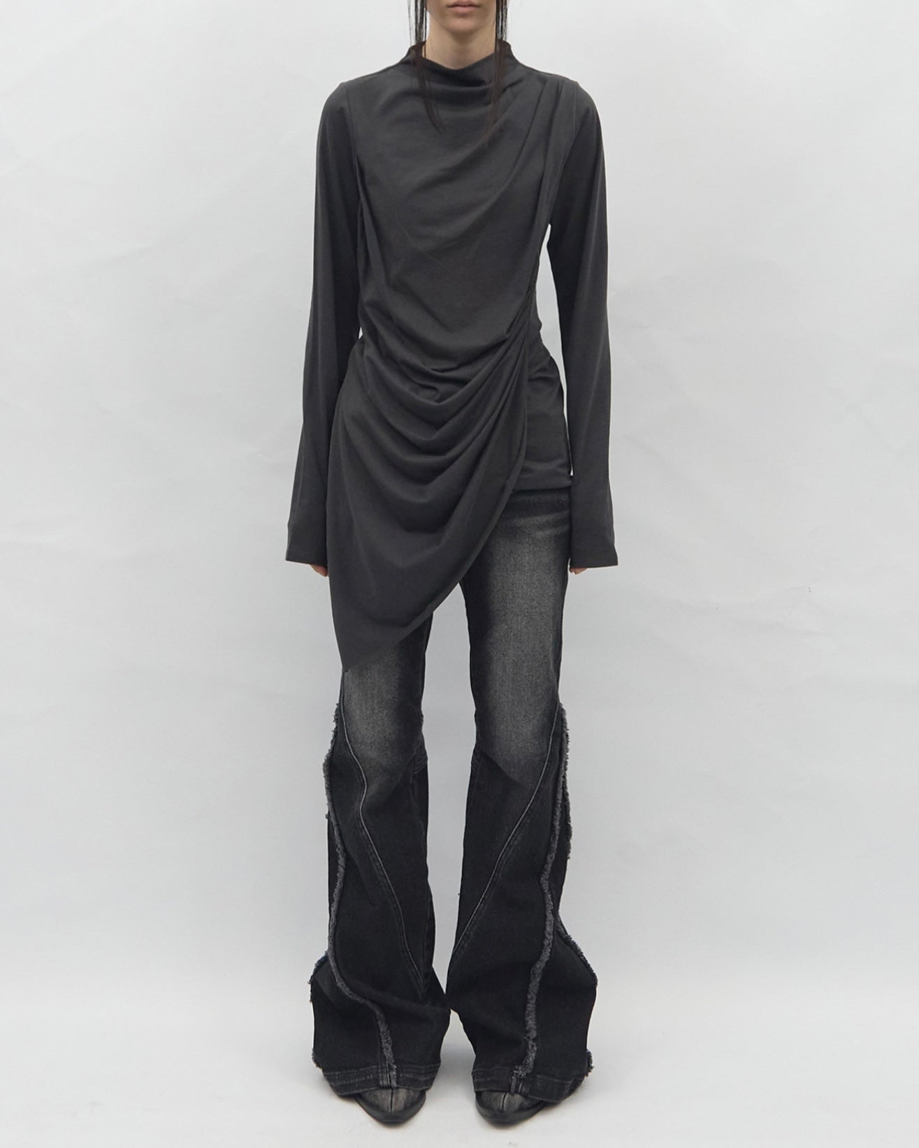 【BLR BLUER】Crush Double Line Washing Denim Pants