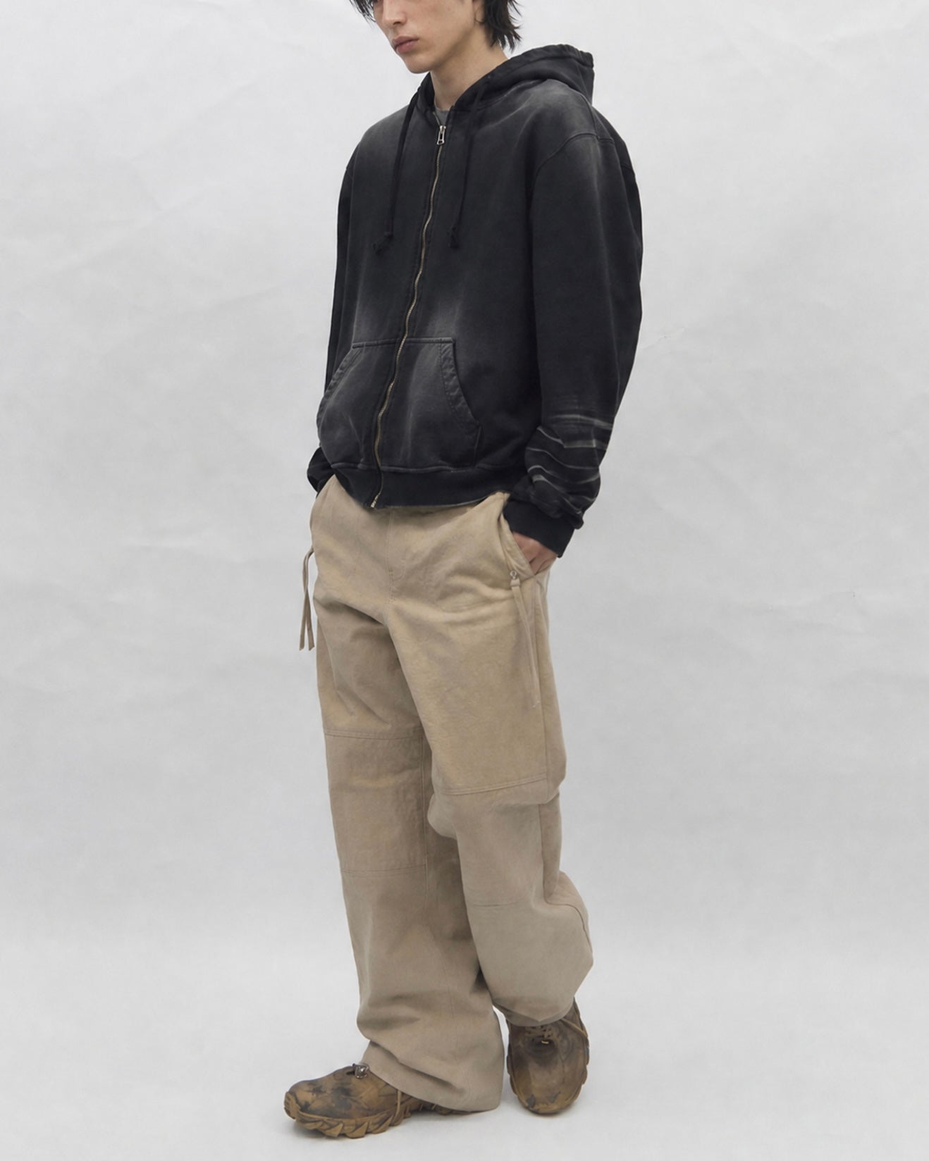 【BLR BLUER】Faded Layer Hoodie Zip-Up Jacket