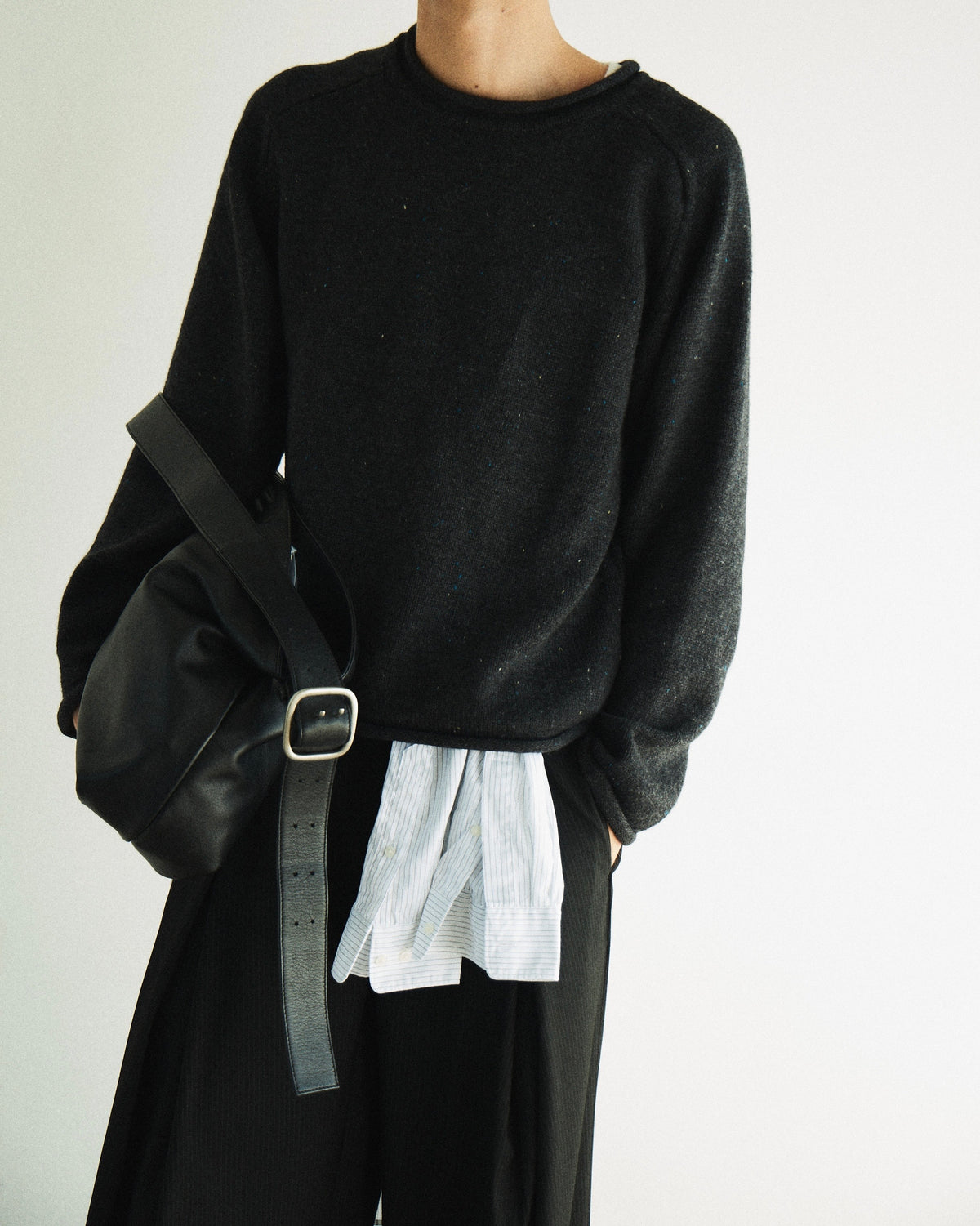 【CS】Cut-Off Nep Crewneck Knit