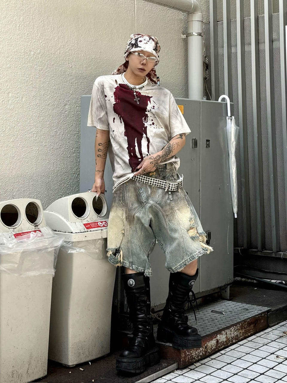 国際配送【Never mind the XU】Rivet eyelet biker belt