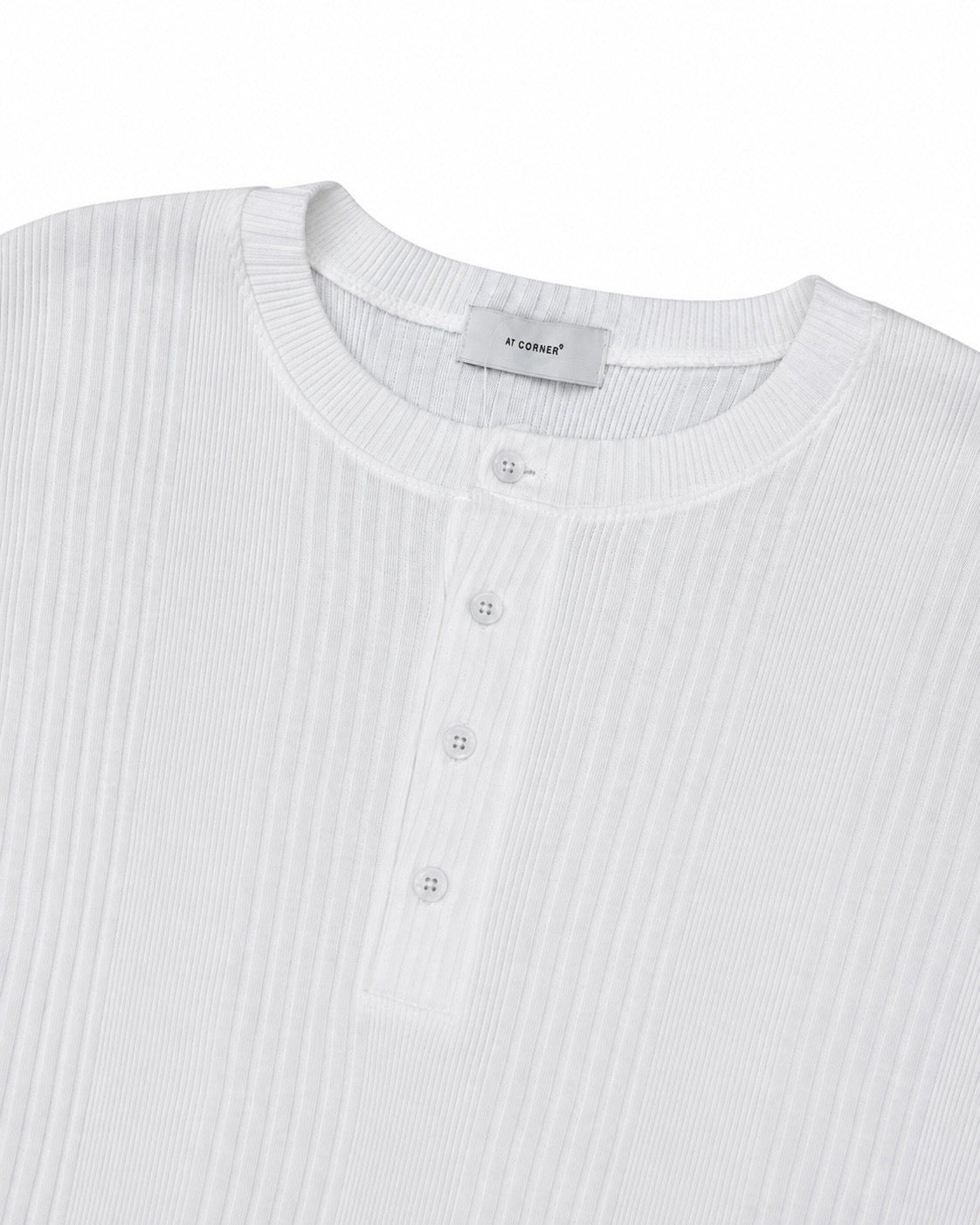 受注制【nmtc+】Ribbed Henley Neck Tee (3color)