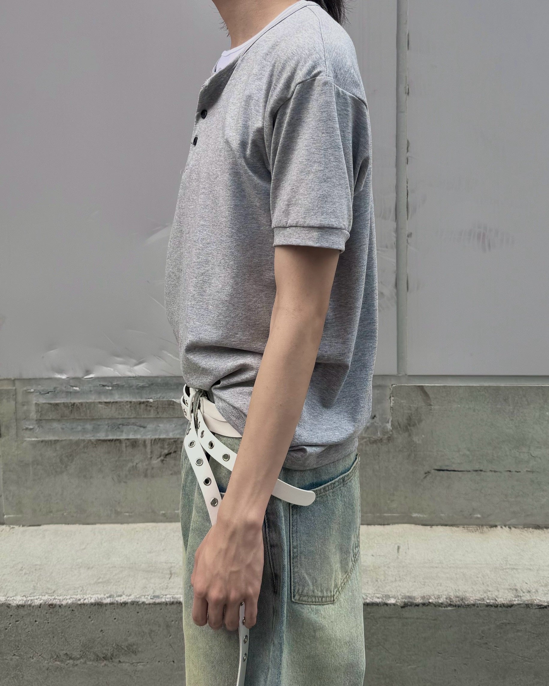 受注制【nmtc+】Cool Layered Henley Neck Tee (2color)